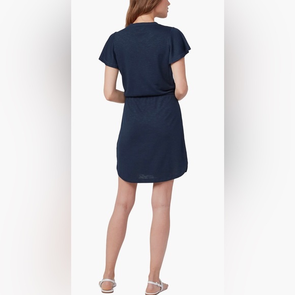 PAIGE Brielle Knit T-Shirt Dress with Flutter Sleeves in Atmosphere - Size L - Picture 2 of 9